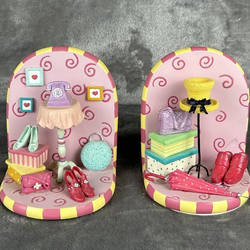 Russ Vintage Set Of 2 Bookends Berrie Girl's 5" Tall Princess Whimsical Cottage